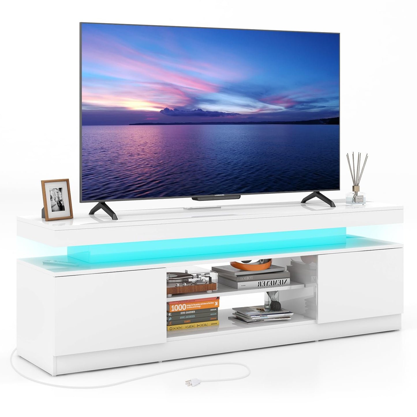Verano Garden 63" High Gloss TV Stand, Entertainment Center, Media Console
