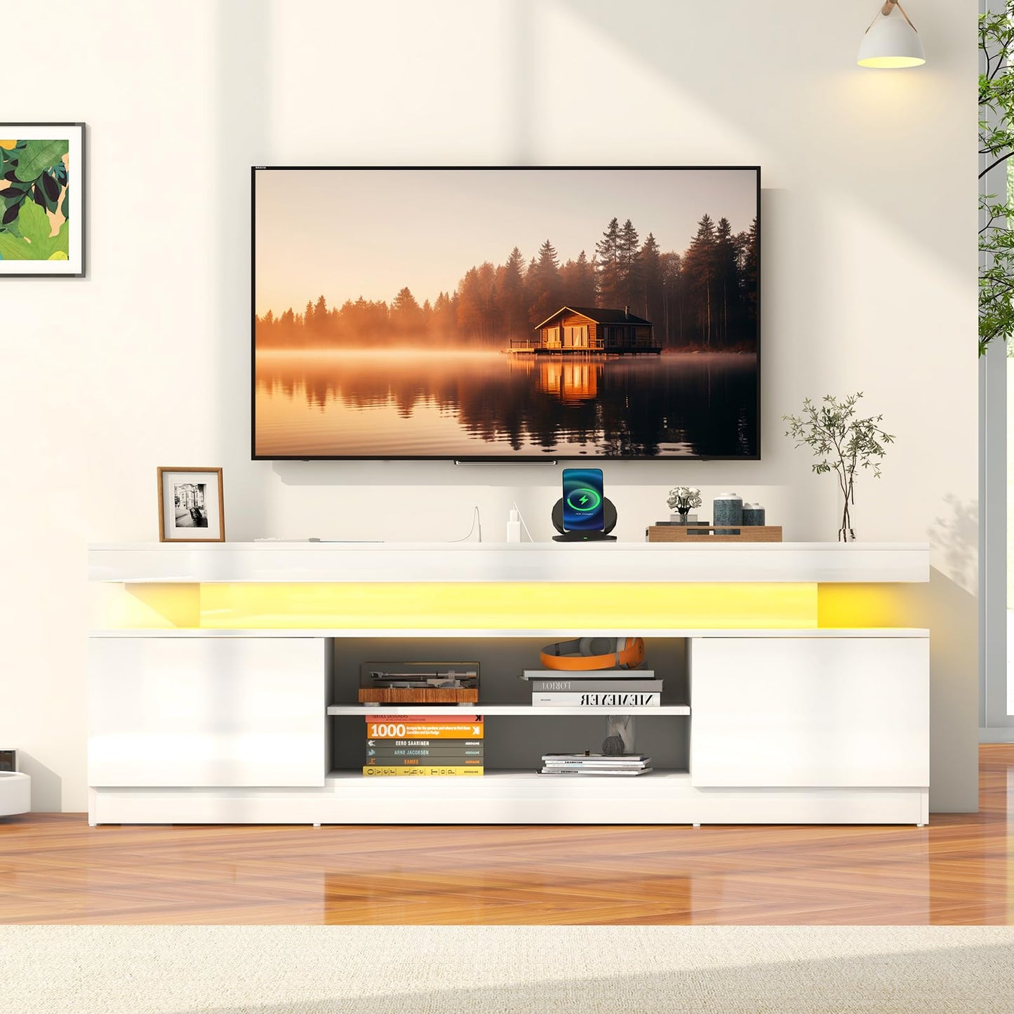 Verano Garden 63" High Gloss TV Stand, Entertainment Center, Media Console